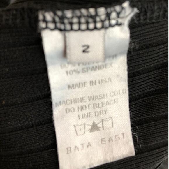 Baja East Dress Striped Drastic One Shoulder Long Sleeve Sheath Mini Black 2 - Picture 8 of 10